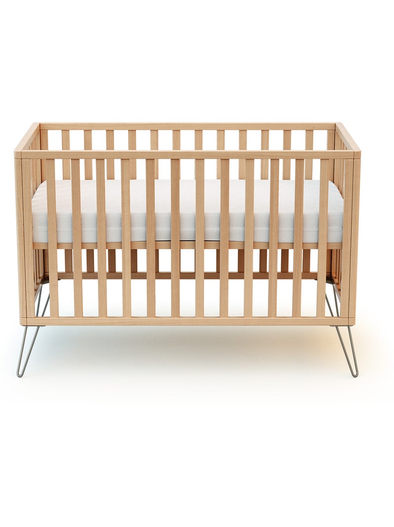 JURABABY - Cuna bebe ONLY madera - Gris - 60 x 120 - 128 x 68 x 86 cm Marrón claro - Kiabi