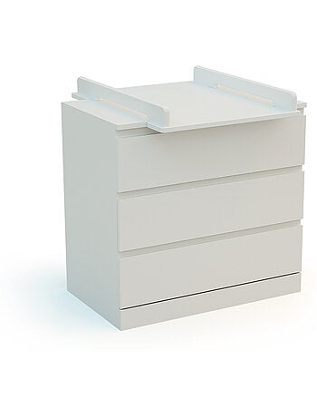 JURABABY - KIRA Cambiador universal de madera de 50 cm para cómoda de bebé - Blanco y Haya barnizada