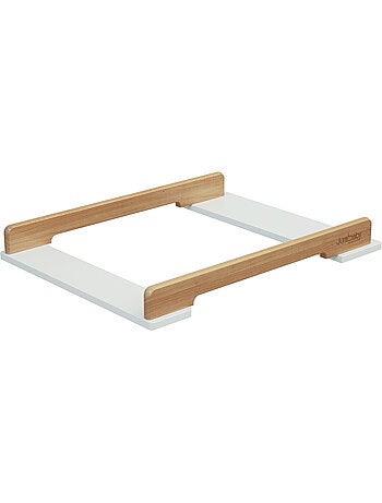 JURABABY - KIRA Cambiador universal de madera de 50 cm para cómoda de bebé - Blanco y Haya barnizada