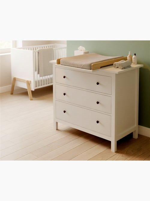 JURABABY - KIRA Cambiador universal de madera de 50 cm para cómoda de bebé - Blanco y Haya barnizada - Kiabi JURABABY - KIRA Cambiador universal de madera de 50 cm para cómoda de bebé - Blanco y Haya barnizada - Kiabi