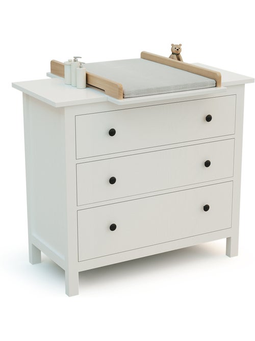 JURABABY - KIRA Cambiador universal de madera de 50 cm para cómoda de bebé - Blanco y Haya barnizada - Kiabi JURABABY - KIRA Cambiador universal de madera de 50 cm para cómoda de bebé - Blanco y Haya barnizada - Kiabi