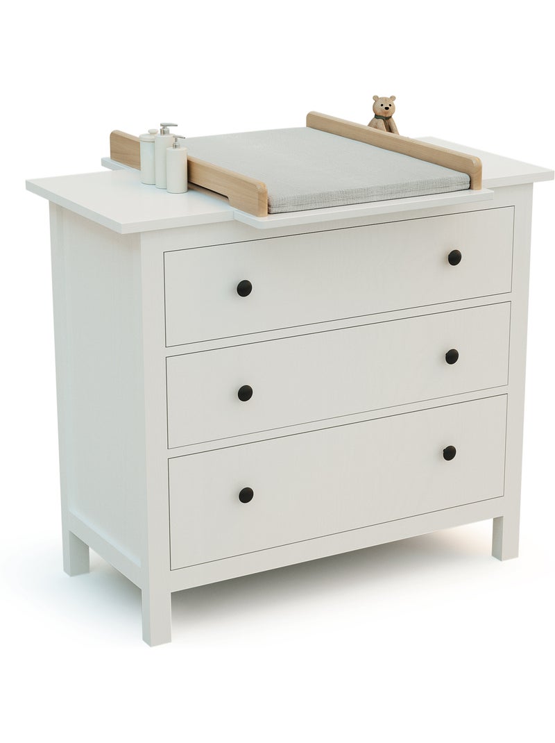 JURABABY - KIRA Cambiador universal de madera de 50 cm para cómoda de bebé - Blanco y Haya barnizada Blanco Marrón - Kiabi