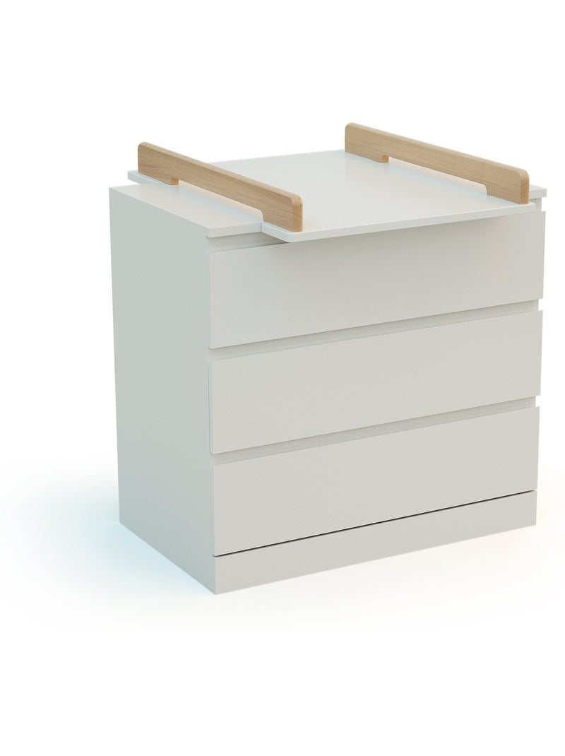 JURABABY - KIRA Cambiador universal de madera de 50 cm para cómoda de bebé - Blanco y Haya barnizada Blanco Marrón - Kiabi