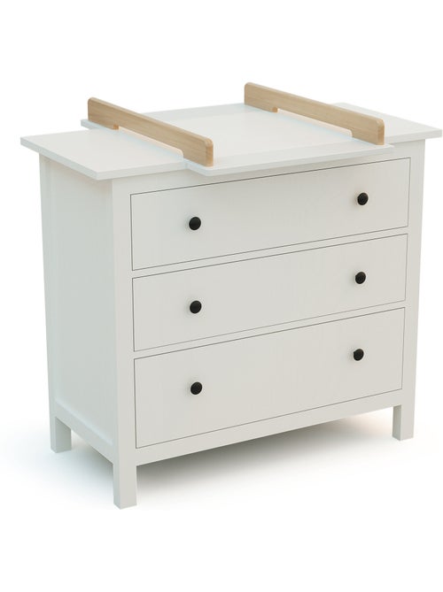 JURABABY - KIRA Cambiador universal de madera de 50 cm para cómoda de bebé - Blanco y Haya barnizada - Kiabi JURABABY - KIRA Cambiador universal de madera de 50 cm para cómoda de bebé - Blanco y Haya barnizada - Kiabi