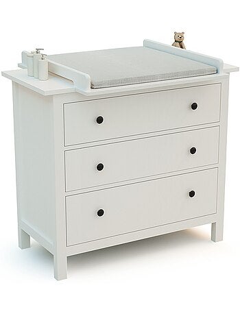 Jurababy - kira cambiador universal de madera de 70 cm para cómoda de bebé - blanco