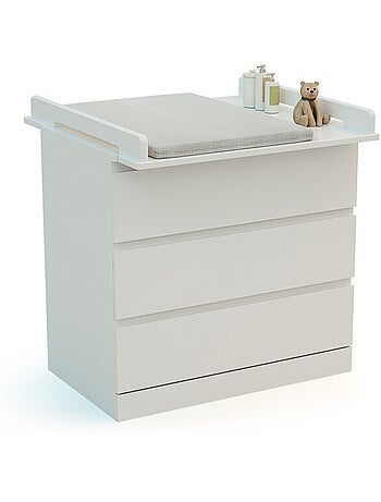 Jurababy - kira cambiador universal de madera de 70 cm para cómoda de bebé - blanco