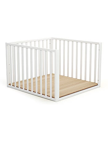 Jurababy - parque infantil bebé evolutivo kasa madera - blanco - 100 x 100 cm