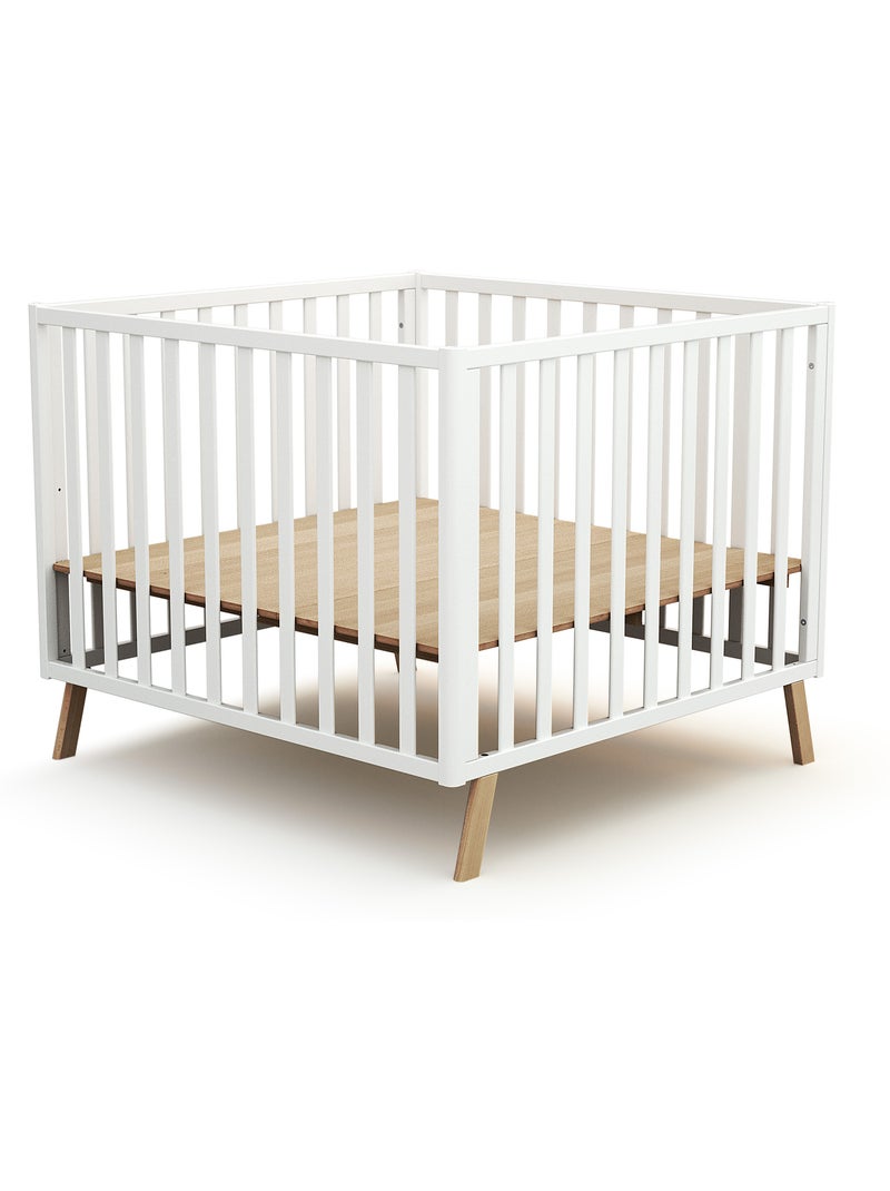Jurababy - parque infantil bebé evolutivo kasa madera - blanco - 100 x 100 cm Blanco - Kiabi
