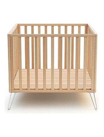 JURABABY - Parque infantil ONLY madera - Blanco/Amarillo - 100 x 100 cm