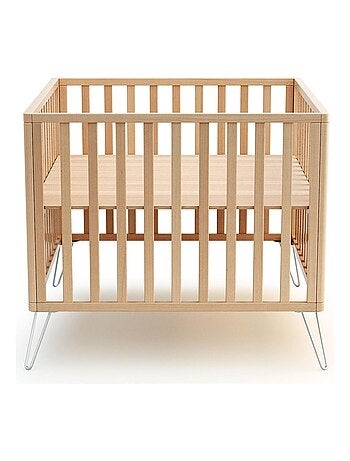 JURABABY - Parque infantil ONLY madera - Blanco/Amarillo - 100 x 100 cm