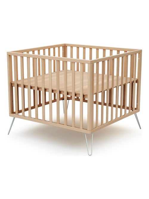 JURABABY - Parque infantil ONLY madera - Haya/Acero - 100 x 100 cm - Kiabi