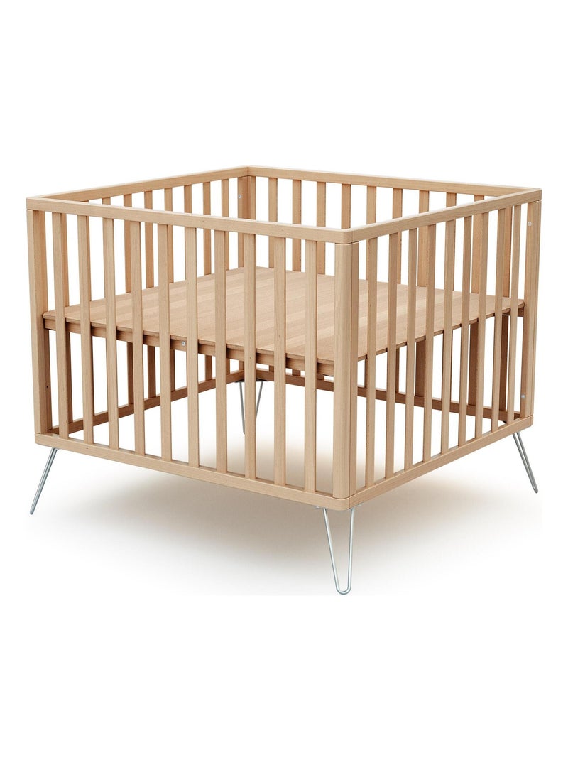 JURABABY - Parque infantil ONLY madera - Haya/Acero - 100 x 100 cm Gris marrón gris - Kiabi