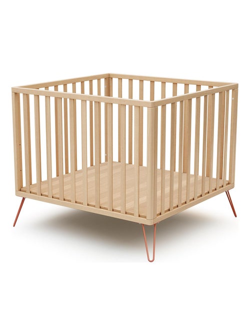 JURABABY - Parque infantil ONLY madera - Haya/Terracotta - 100 x 100 cm - Kiabi