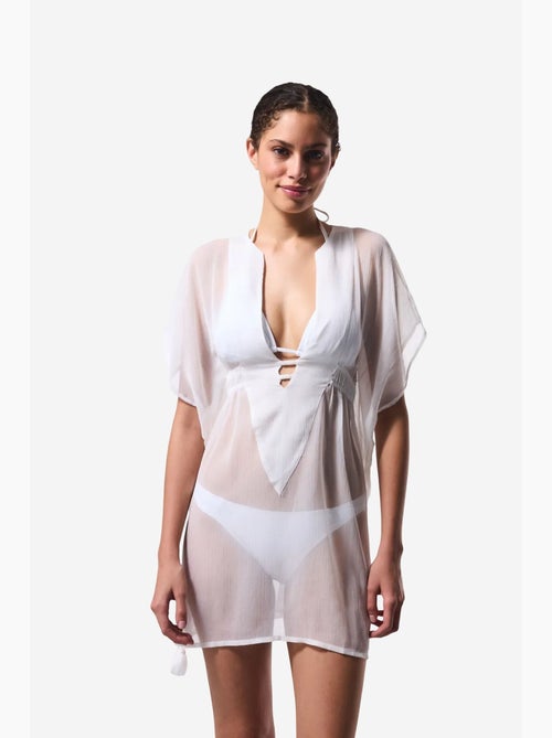 Kaftán mini básico de chiffon con cuello en v penti - Kiabi