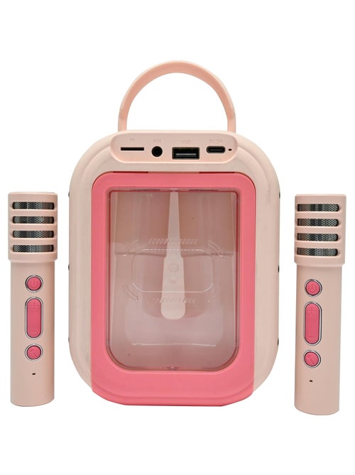 Karaoke Bluetooth rosa con 2 micrófonos inalámbricos - Kiabi