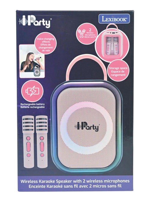 Karaoke Bluetooth rosa con 2 micrófonos inalámbricos - Kiabi