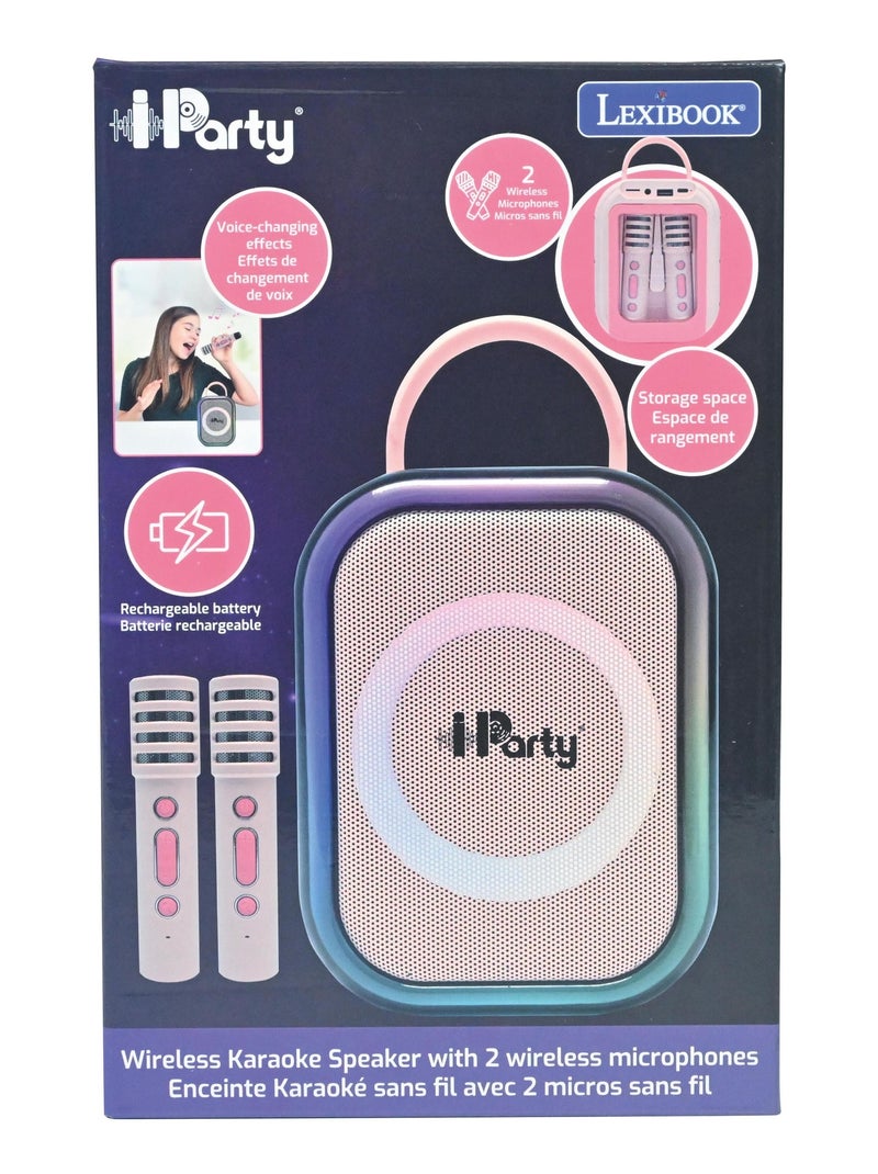 Karaoke Bluetooth rosa con 2 micrófonos inalámbricos Rosa - Kiabi