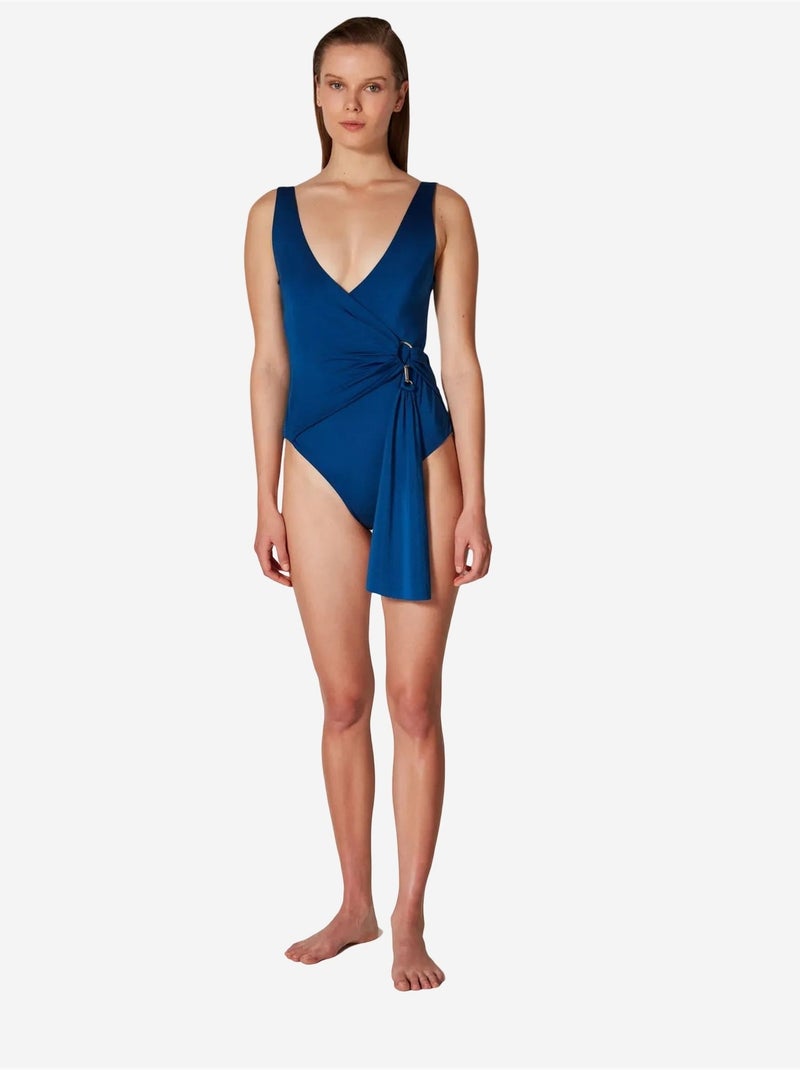 Katia bañador con detalle metálico y corsé-colección özgür masur penti Azul cobalto - Kiabi