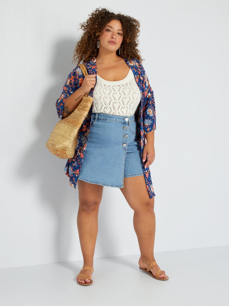 Kimono de crepé estampado AZUL - Kiabi