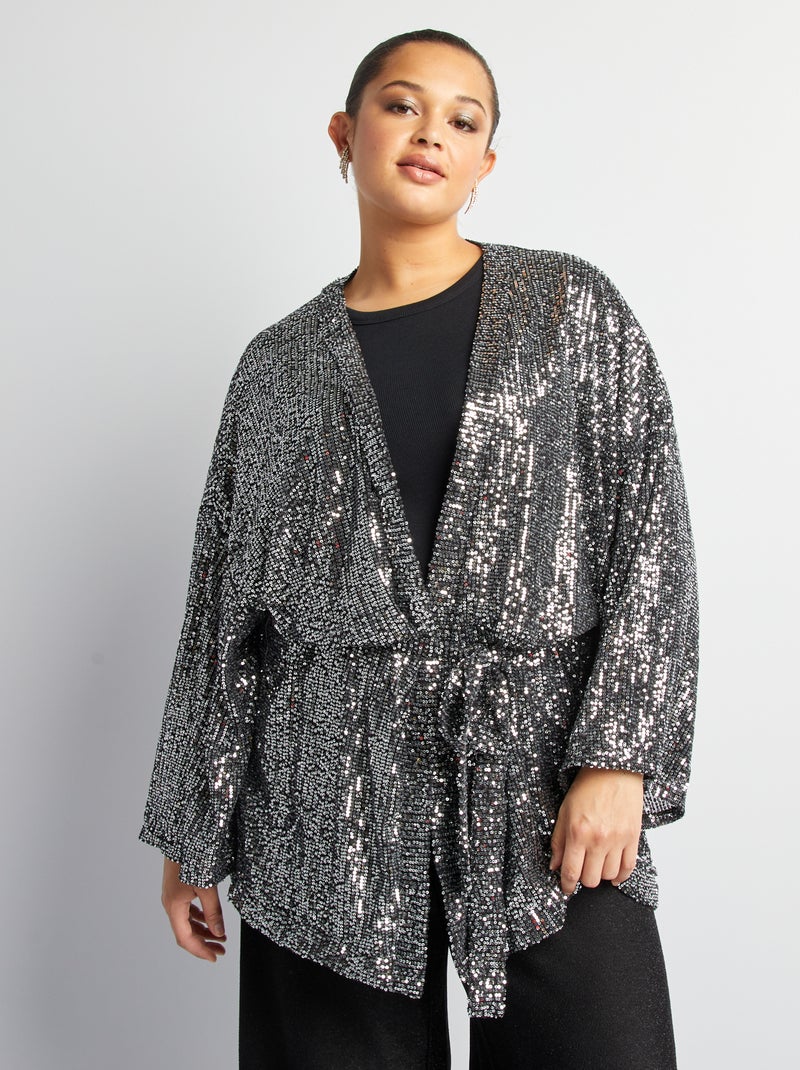 Kimono de fiesta con lentejuelas GRIS - Kiabi