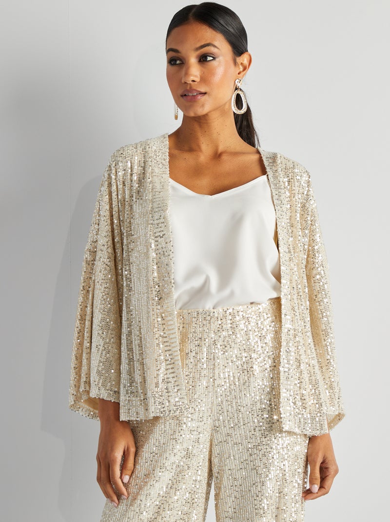 Kimono de lentejuelas BEIGE - Kiabi