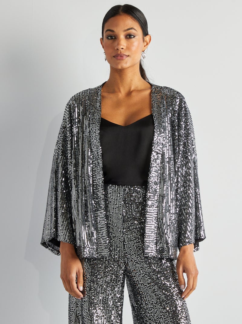 Kimono de lentejuelas GRIS - Kiabi
