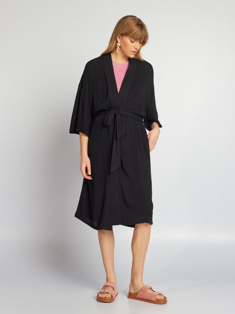 Kimono estampado con cinturón negro - Kiabi