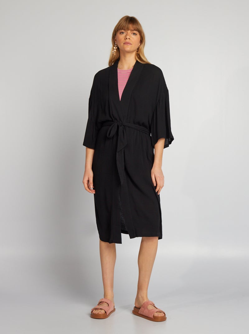 Kimono estampado con cinturón negro - Kiabi
