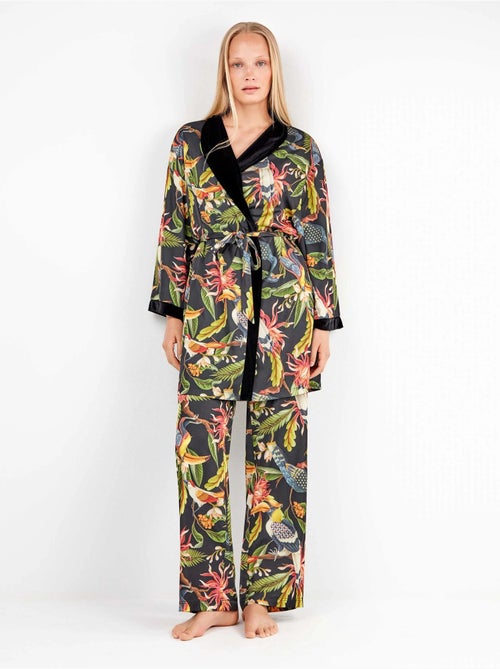 Kimono reversible en tejido de satén y terciopelo - Kiabi Kimono reversible en tejido de satén y terciopelo - Kiabi