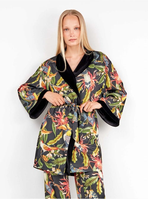 Kimono reversible en tejido de satén y terciopelo - Kiabi Kimono reversible en tejido de satén y terciopelo - Kiabi