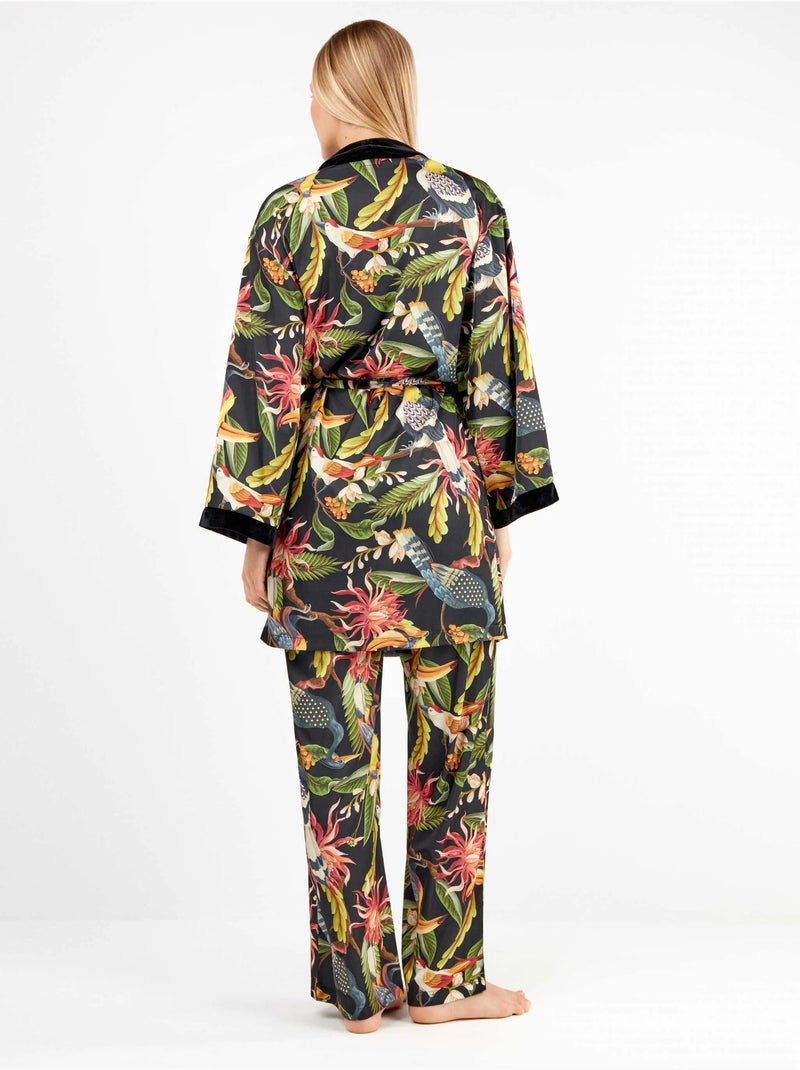 Kimono reversible en tejido de satén y terciopelo Multicolor - Kiabi