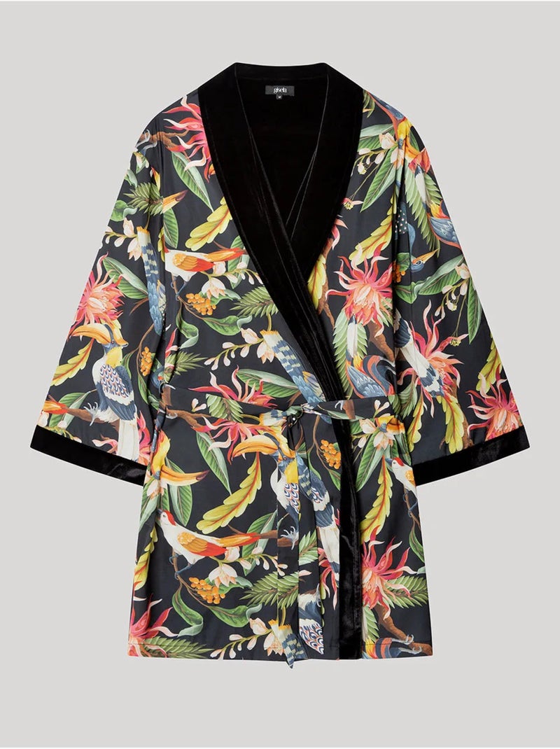Kimono reversible en tejido de satén y terciopelo Multicolor - Kiabi