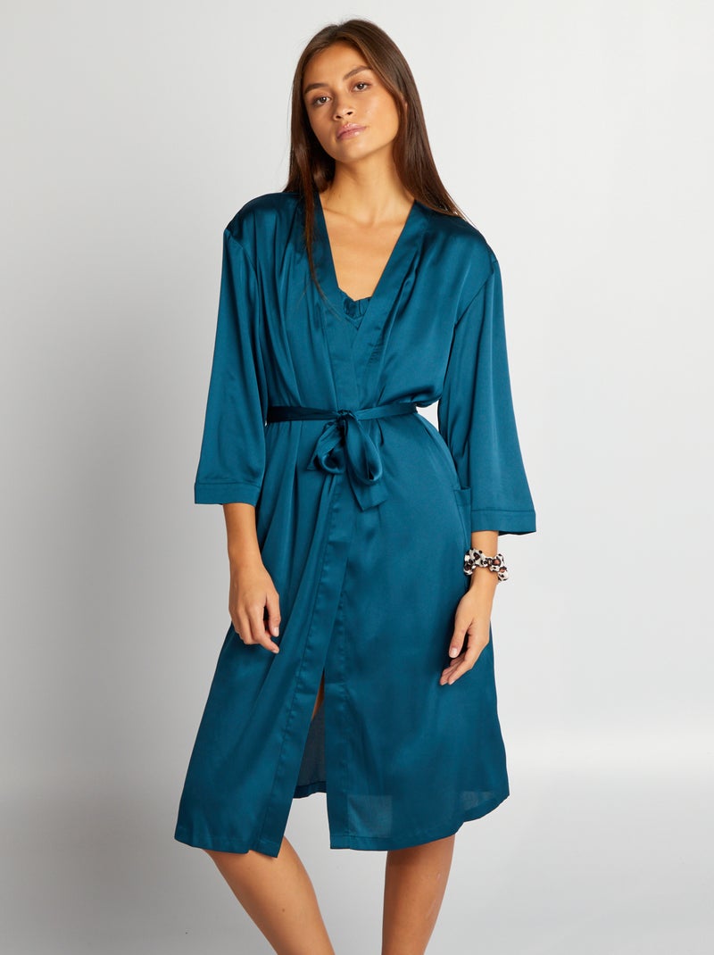 Kimono satinado AZUL - Kiabi