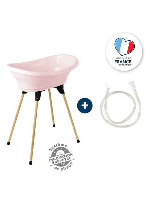 Kit bañera para bebé Thermobaby VASCO con soporte plegable rosa de 3 piezas - Kiabi
