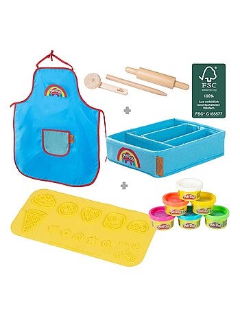 Kit creativo - 6 botes de plastilina + delantal + alfombra y accesorios 'roba x Play-Doh'