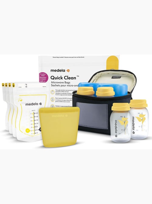 Kit de almacenamiento de leche materna todo en uno medela - 4 biberones de 150 ml, 4 bolsas easy - Kiabi