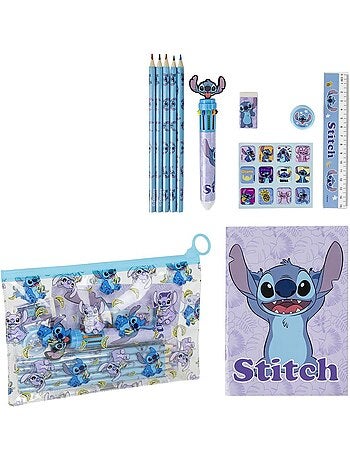 Kit de papelería - Stitch - Disney - 22x14 cm - Estuche con cremallera