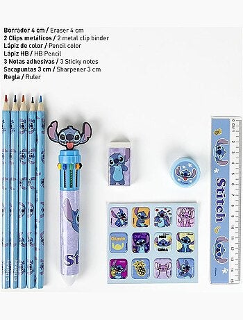 Kit de papelería - Stitch - Disney - 22x14 cm - Estuche con cremallera