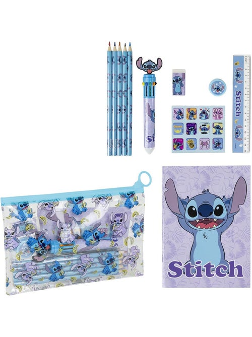 Kit de papelería - Stitch - Disney - 22x14 cm - Estuche con cremallera - Kiabi