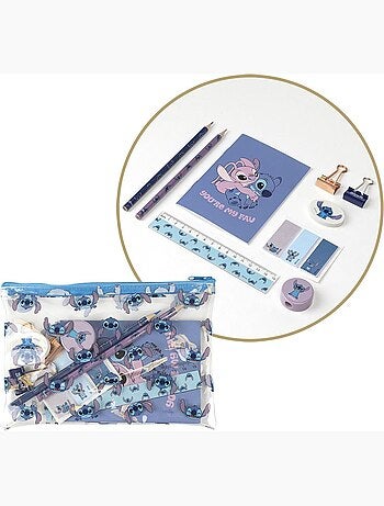 Kit de papelería - Stitch - Disney - Estuche transparente - Cuaderno, lápices y accesorios escolares