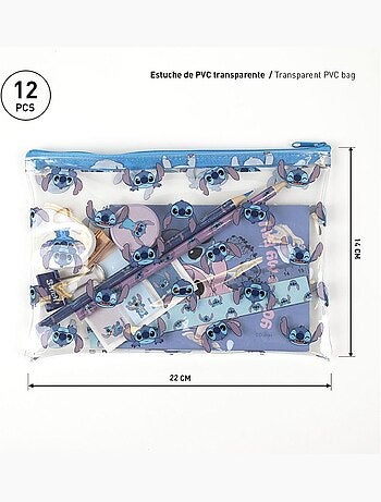 Kit de papelería - Stitch - Disney - Estuche transparente - Cuaderno, lápices y accesorios escolares