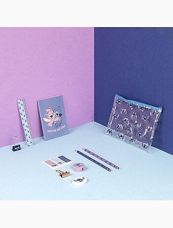Kit de papelería - Stitch - Disney - Estuche transparente - Cuaderno, lápices y accesorios escolares