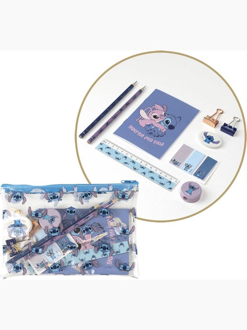 Kit de papelería - Stitch - Disney - Estuche transparente - Cuaderno, lápices y accesorios escolares - Kiabi