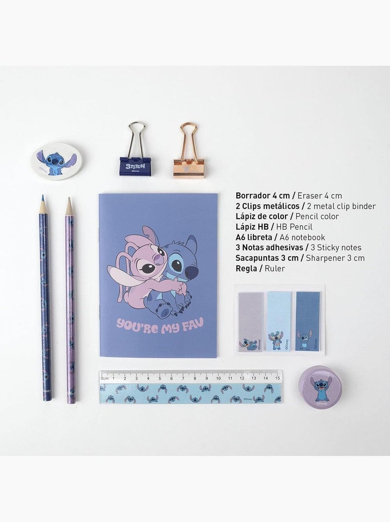 Kit de papelería - Stitch - Disney - Estuche transparente - Cuaderno, lápices y accesorios escolares Azul - Kiabi