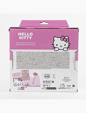 Kit de papelería con agenda - Hello Kitty - Bolígrafo fuzzy, pegatinas y papelería