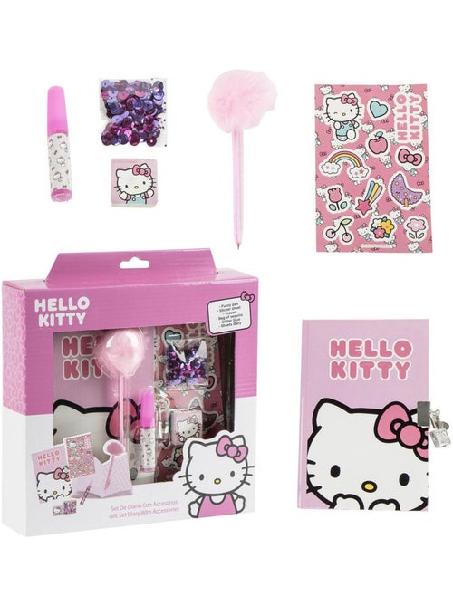 Kit de papelería con agenda - Hello Kitty - Bolígrafo fuzzy, pegatinas y papelería - Kiabi