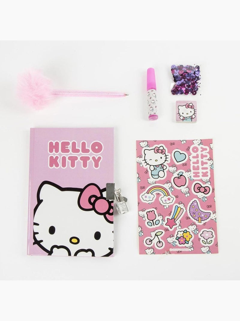 Kit de papelería con agenda - Hello Kitty - Bolígrafo fuzzy, pegatinas y papelería Blanco Rosa Blanco - Kiabi
