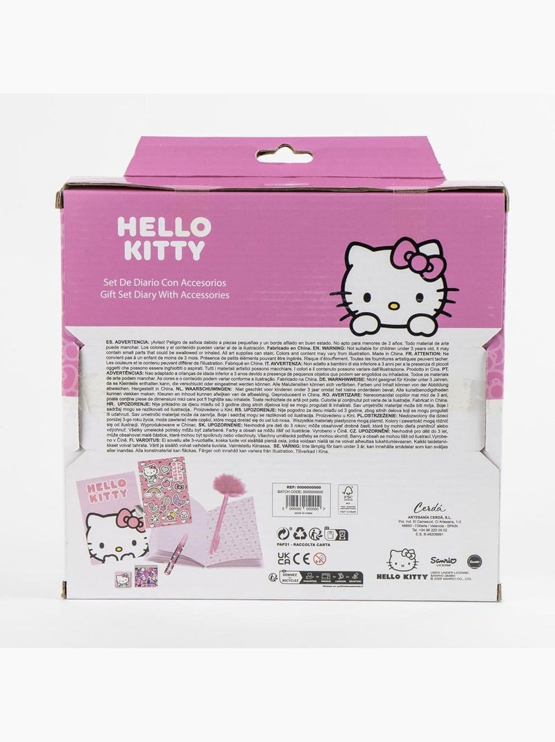 Kit de papelería con agenda - Hello Kitty - Bolígrafo fuzzy, pegatinas y papelería Blanco Rosa Blanco - Kiabi