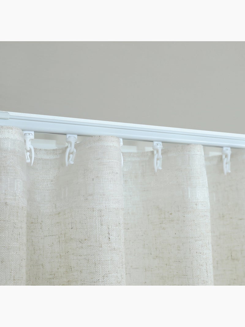 Kit de riel ajustable con visilla difusora de lino plisada Beige claro - Kiabi