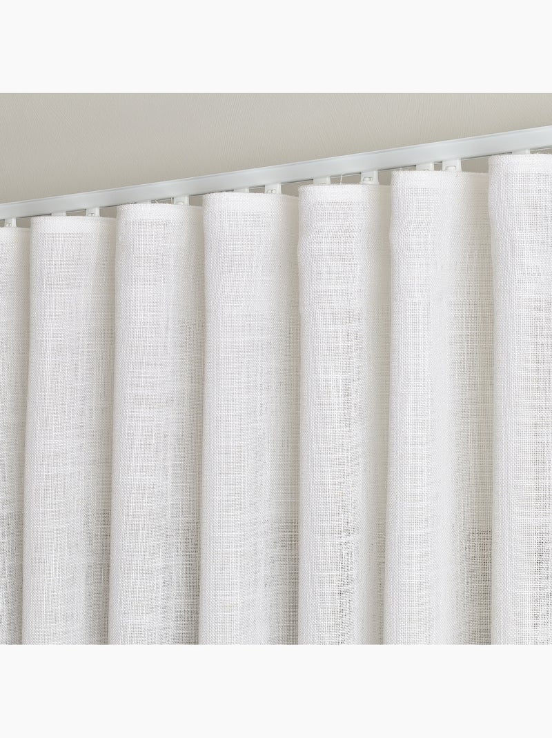 Kit de riel ajustable con visilla difusora de lino plisada Blanco - Kiabi